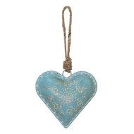 Clayre &amp; Eef   | Decoratie hanger Hart Blauw 10x2x10 cm | 6Y4816M