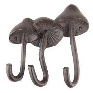 Clayre &amp; Eef   | Wandhaak Paddenstoelen Bruin 16x4x16 cm | 6Y5314