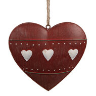 Clayre &amp; Eef   | Decoratie hanger hart Rood 11x2x10 cm | 6Y5552