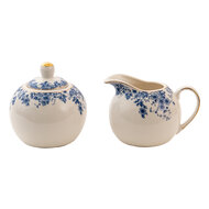 Clayre &amp; Eef   | Melk en Suiker Set Wit, Blauw 11x9x8 / &oslash; 9x9 cm | BFLCRSU