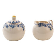 Clayre &amp; Eef   | Melk en Suiker Set Wit, Blauw 11x9x8 / &oslash; 9x9 cm | BFLCRSU