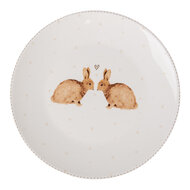 Clayre &amp; Eef   | Servies Ontbijtbord Wit Bruin &oslash; 20x2 cm | BSLCDP