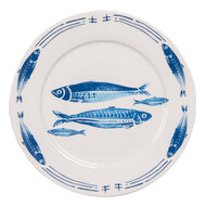 Clayre &amp; Eef   | Servies Dinerbord Wit Blauw &oslash; 26x2 cm | FIBFP