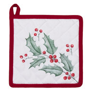 Clayre &amp; Eef   | Pannenlap Wit, Rood, Groen 20x20 cm | HCH45