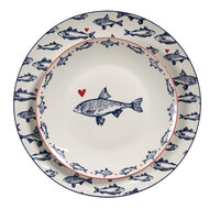 Clayre &amp; Eef   | Servies Dinerbord Wit Blauw &oslash; 20x2 cm | SSFDP