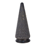 Clayre &amp; Eef   | Kerstdecoratie Kerstboom Goudkleurig Grijs &oslash; 17x42 cm | 65385