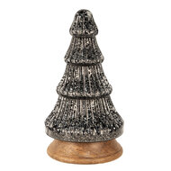 Clayre &amp; Eef   | Kerstdecoratie Kerstboom Zilverkleurig Zwart &oslash; 13x24 cm | 65386