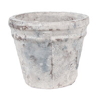 Clayre &amp; Eef   | Bloempot Binnen Wit  Blauw &oslash; 10x8 cm | 6TE0520S