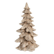 Clayre &amp; Eef   | Kerstdecoratie Kerstboom Bruin Wit 19x19x39 cm | 6PR4161