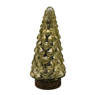 Clayre &amp; Eef   | Kerstdecoratie Beeld Kerstboom met LED Goudkleurig &oslash; 8x16 cm | 6GL4560