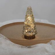 Clayre &amp; Eef   | Kerstdecoratie Beeld Kerstboom met LED Goudkleurig &oslash; 8x16 cm | 6GL4560