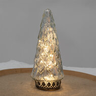 Clayre &amp; Eef   | Kerstdecoratie Kerstboom met LED Zilverkleurig &oslash; 11x24 cm | 6GL4572ZI