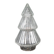 Clayre &amp; Eef   | Kerstdecoratie Beeld Kerstboom met LED Zilverkleurig &oslash; 13x23 cm | 6GL4573ZI