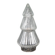 Clayre &amp; Eef   | Kerstdecoratie Beeld Kerstboom met LED Zilverkleurig &oslash; 8x14 cm | 6GL4601