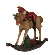 Clayre &amp; Eef   | Kerstdecoratie Hobbelpaard Bruin Rood 11x4x10 cm | 6PR4181