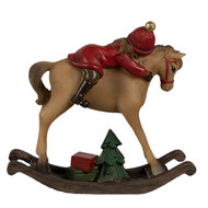 Clayre &amp; Eef   | Kerstdecoratie Hobbelpaard Bruin Rood 11x4x10 cm | 6PR4181