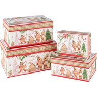 Dekoratief | Set 4 dozen rechthoek &#039;Gingerbread&#039;, karton, 23x16x12cm | A245049