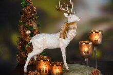 Dekoratief | Theelichthouder op voet &#039;Smokey Deer&#039;, glas, 7x7x20cm | A245082