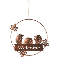 Dekoratief | Hanger m/egels &#039;Welcome&#039;, roest, metaal, 20x1x20cm | A245218