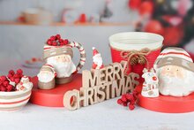 Dekoratief | Deco &#039;Merry Christmas&#039; m/santa, hout, 30x4x17cm | A245568