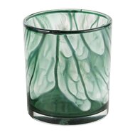 Dekoratief | Theelichthouder &#039;Green Smudge&#039;, glas, 7x7x8cm | A245577