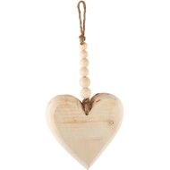 Dekoratief | Hanger hart m/parels, naturel, hout, 12x2x26cm | A245615