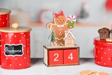 Dekoratief | Kalender m/cookie, rood/naturel, hout, 12x6x19cm | A245726