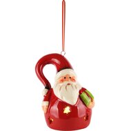 Dekoratief | Hanger santa m/cadeautje, dolomiet, LED, 7x6x9cm | A245753