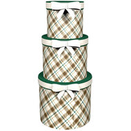 Dekoratief | Set 3 tondozen m/strik &#039;Nordic Check&#039;, 23x23x20cm | A245829