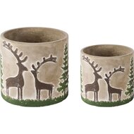 Dekoratief | Set 2 Bloempots &#039;Forest Antlers&#039;, cement, 14x14x13cm | A245831