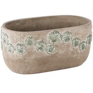 Dekoratief | Bloempot ovaal &#039;Lucky Flowers&#039;, cement, 23x13x11cm | A245834