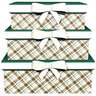 Dekoratief | Set 3 dozen rechthoek m/strik &#039;Nordic Check&#039;, 26x18x10cm | A245848