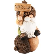 Dekoratief | Herfstgnoom op eikel &#039;Welcome&#039;, magnesium, 21x16x39cm | A245985