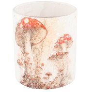 Dekoratief | Theelichthouder &#039;Mushroom Muze&#039;, wit, glas, 8x8x9cm | A248055