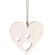 Dekoratief | Hanger hart, wit/goud, hout/enamel, 16x14x1cm | A248117