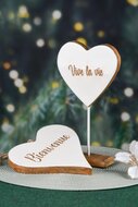 Dekoratief | Deco hart op voet &#039;Vive La Vie&#039;, wit, hout/enamel, 14x5x27cm | A248150