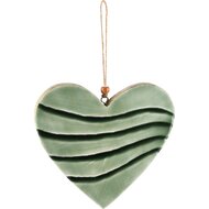 Dekoratief | Hanger hart, groen/naturel, hout, 15x2x16cm | A248334