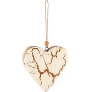 Dekoratief | Hanger hart, wit marbled/naturel, hout, 10x2x10cm | A248338