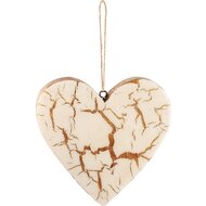 Dekoratief | Hanger hart, wit marbled/naturel, hout, 14x2x15cm | A248339