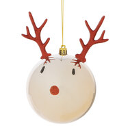 Dekoratief | Hanger kerstbal &#039;Rudolf&#039;, goud/rood, pvc, 8x8x8cm | A249072