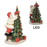 Clayre &amp; Eef   | Decoratie kerstman met  boom groen LED 15x10x22 cm | 6PR4179