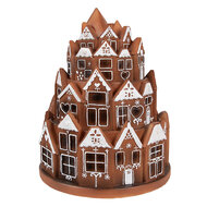 Clayre &amp; Eef   | Decoratie Huis met LED Bruin &oslash; 21x26 cm / 3xAAA | 6PR4345