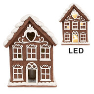 Clayre &amp; Eef   | Decoratie Huis met LED Bruin 17x10x22 cm / 3xAAA | 6PR4359