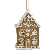 Clayre &amp; Eef   | Decoratie hanger huisje Bruin Wit 6x4x9 cm | 6PR4212