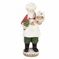 Clayre &amp; Eef   | Kerstdecoratie Beeld Kerstman Wit 26x20x59 cm | 5PR0124GG