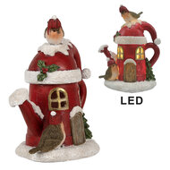 Clayre &amp; Eef   | Decoratie vogels op gieter LED rood 13x10x16 cm | 6PR4174