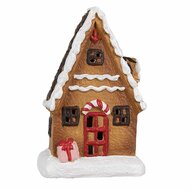 Clayre &amp; Eef   | Decoratie Huisje Bruin Wit 10x7x15 cm | 6CE1771