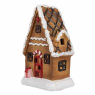 Clayre &amp; Eef   | Decoratie Huisje Bruin Wit 10x7x15 cm | 6CE1771