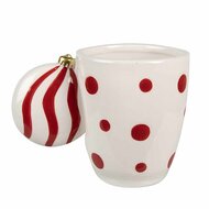 Clayre &amp; Eef   | Mok Wit Rood 14x9x10 cm / 350 ml | 6CEMU0162R