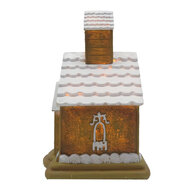 Clayre &amp; Eef   | Decoratie Huis met LED Bruin Wit 9x9x14 cm | 6PR4192